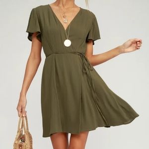 Lulus harbor point olive green wrap dress